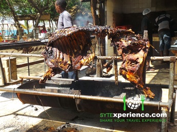 angola Complexo turistico Golfinho Sangano espeto boi xuxu ox bull food resort restaurant comer comida grill grelhado 